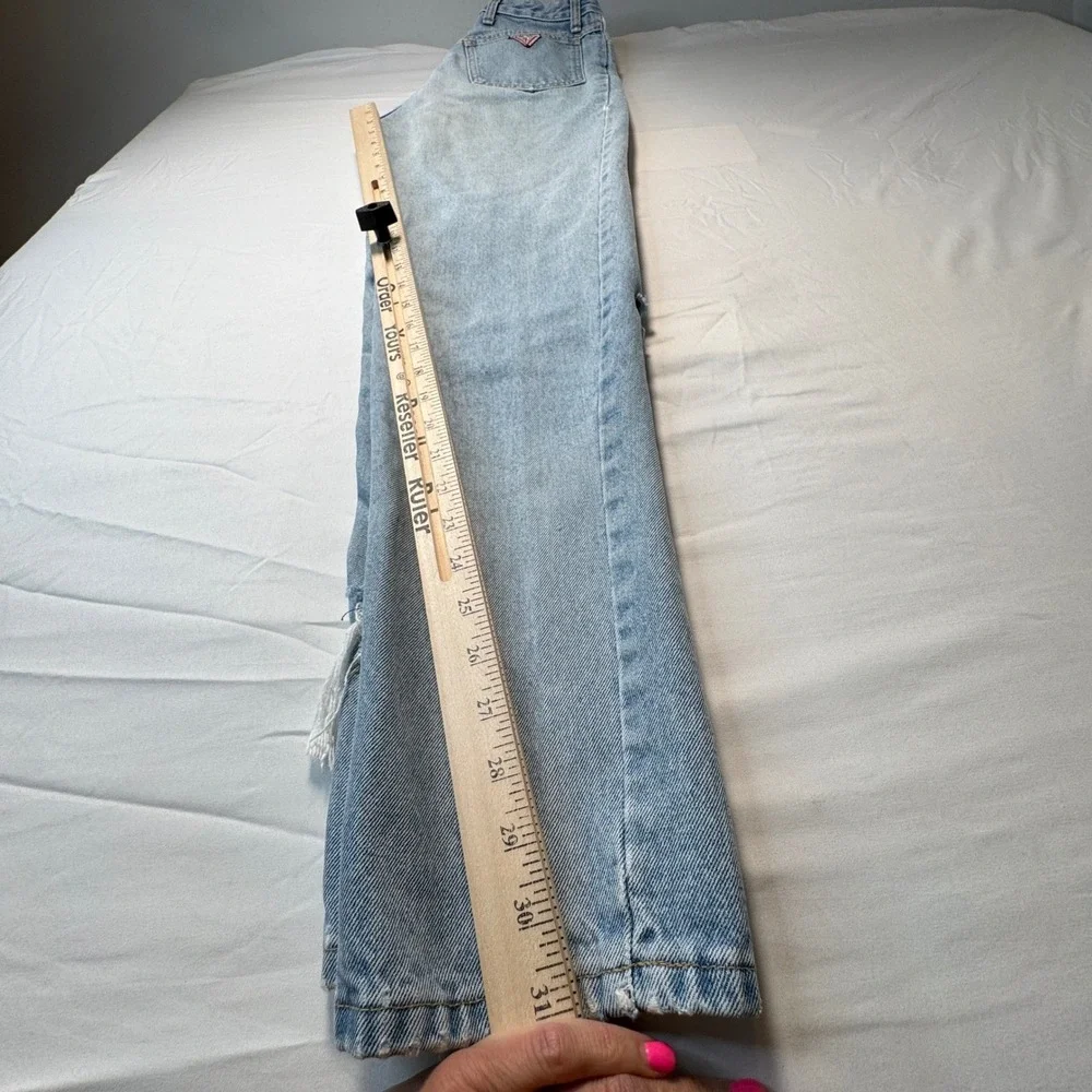 Vtg 90s Georges Marciano Guess Jeans Ankle Zip High Waist Distressed 31 Fits 27